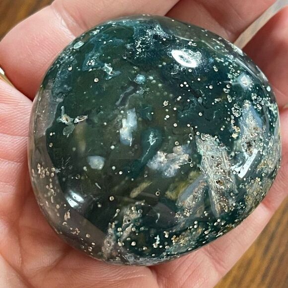 Ocean Jasper palm stone crystal white natural green spots dots stars - Picture 7 of 8